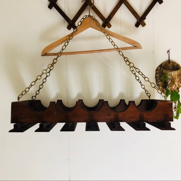 Vintage Other - Vintage Wooden Hanging Wine Rack